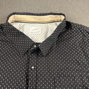 Craft + Flow Mens 2XL Black Micro Diamond Print Short Sleeve Button Down Shirt